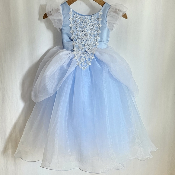 Kids Blue & White Tulle Princess Costume Dress - Picture 12 of 16